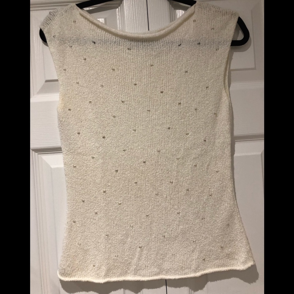 OLENA ZYLAK/White Beaded/Knit Top/ L